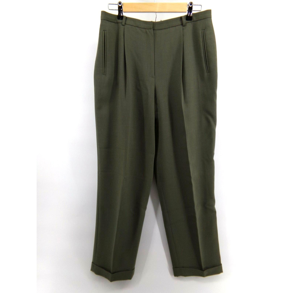 Liz Claiborne olive green polyester slacks pants size Petite 14 casual career